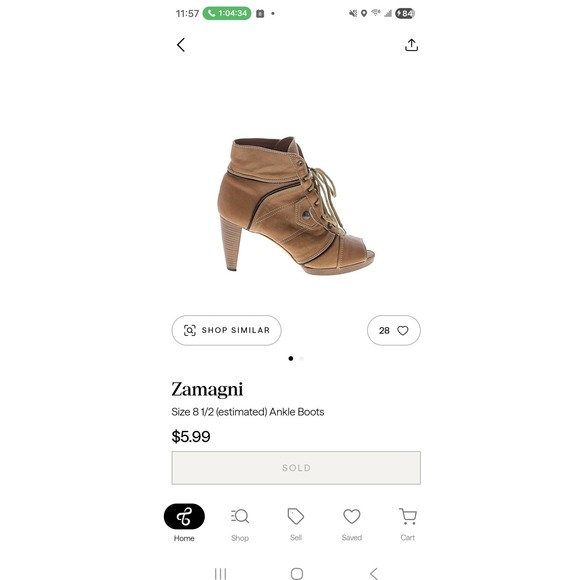 Zamagni Women Brown Leather Lace Up Peep Toe Ankle Boots Heels Size 8.5 - Picture 3 of 3